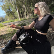 Black Toad Bag Purple Eyes