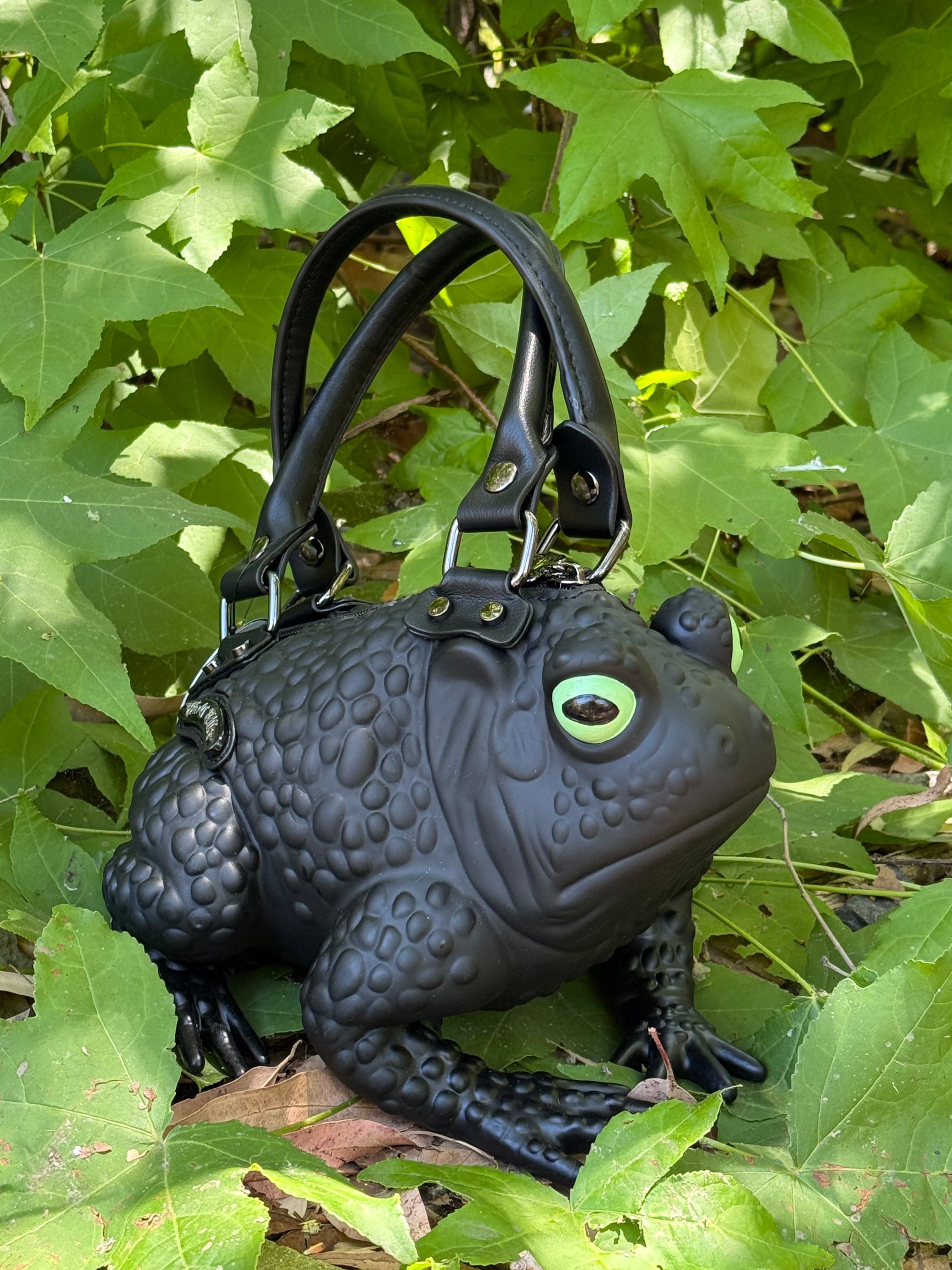 Black Toad Bag - Green Glow Eyes, Gunmetal Hardware