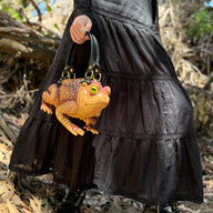 Tan Toad Bag with Yellow Eyes