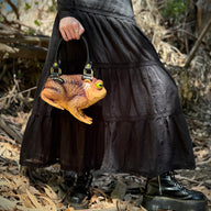 Tan Toad Bag with Yellow Eyes