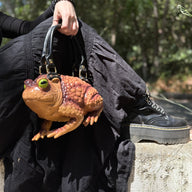Tan Toad Bag with Yellow Eyes