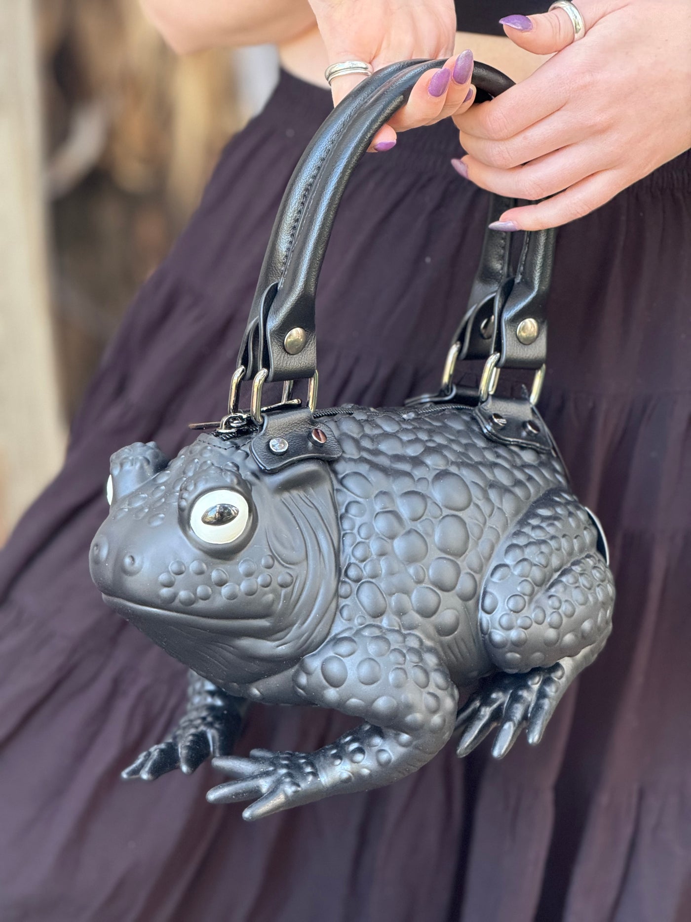 Black Toad Bag- White Glow Eyes