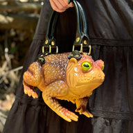 Tan Toad Bag with Yellow Eyes