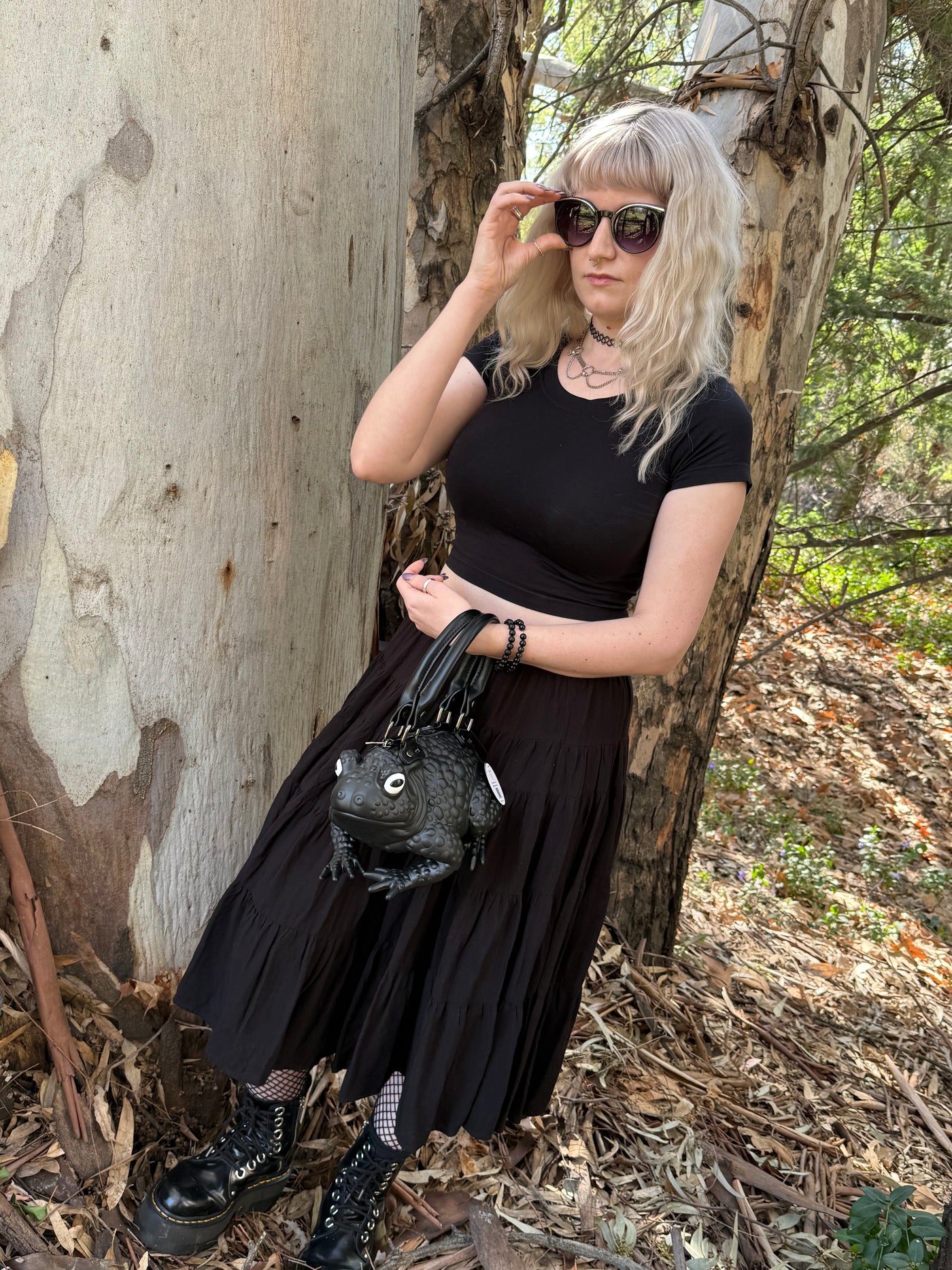 Black Toad Bag- White Glow Eyes