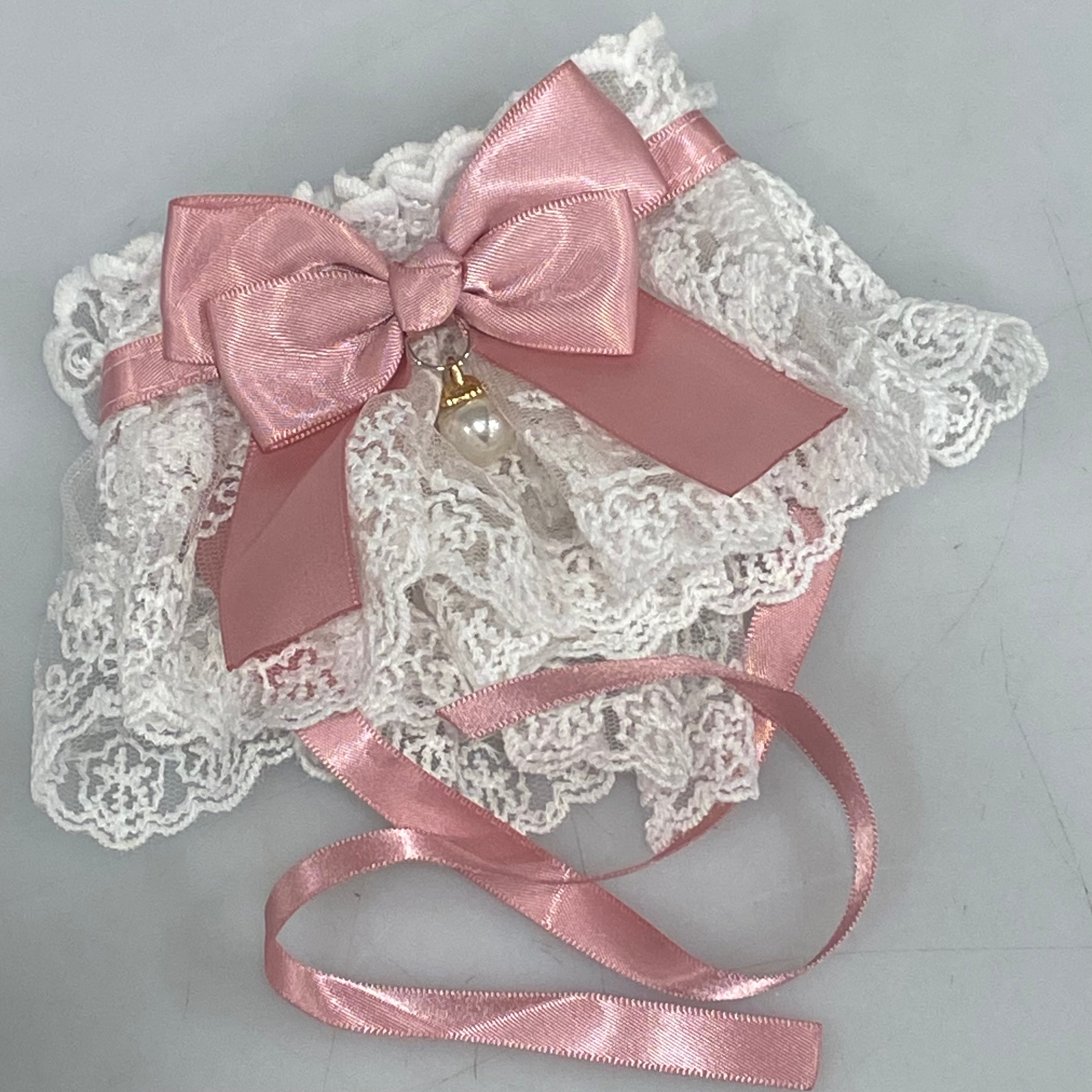 Pink Satin and Lace Collar