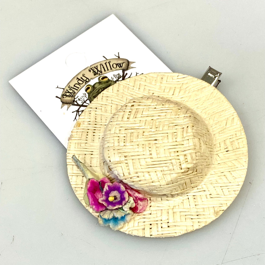 Straw Hat With Purple Flowers