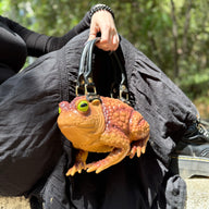 Tan Toad Bag with Yellow Eyes