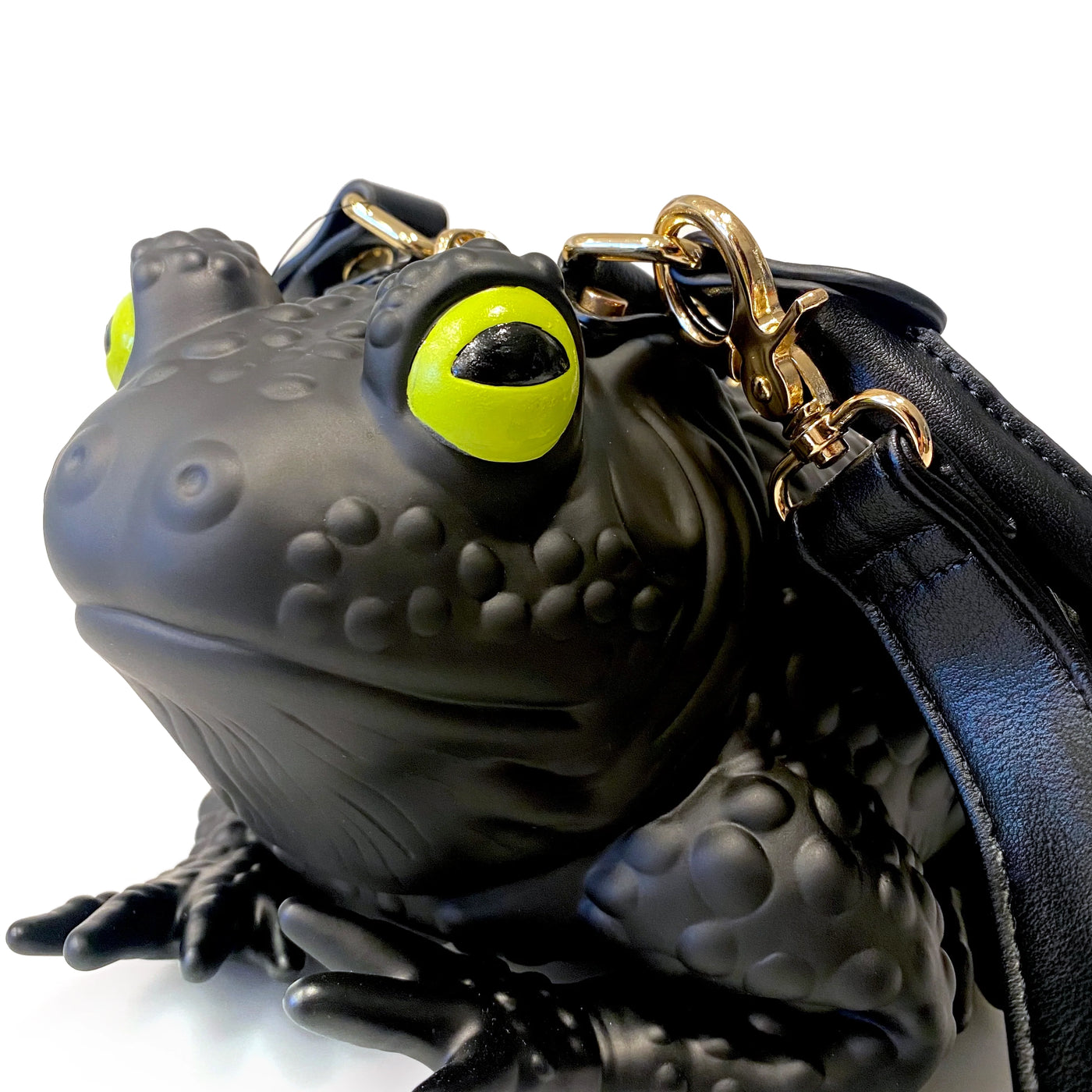 Black Toad Bag Yellow Eyes Gold Hardware